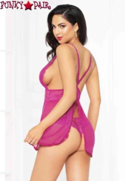 STM-10672, Floral Galloon Lace Babydoll Set -Roma Shop 10672 fuchsia back 63367.1669061925