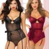 STM-10692, 2pc Floral Galloon And Geo Lace Teddy -Roma Shop 10692 84543.1667243464