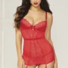 STM-10837, Underwire Cup Mesh Chemise Set -Roma Shop 10837 Red F 35390.1669493897