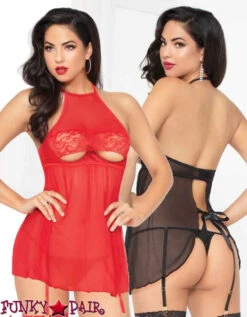 STM-10934, Mesh And Lace High Neck Babydoll With Garters | Seven 'til Midnight -Roma Shop 10934P F 66213.1542154482