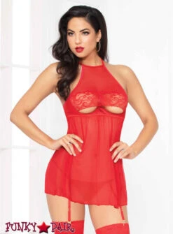 STM-10934, Mesh And Lace High Neck Babydoll With Garters | Seven 'til Midnight -Roma Shop 10934P RED F 24661.1542154469