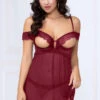 STM-10972, Open Cup Babydoll Set -Roma Shop 10972 WINE F 10813.1669494918