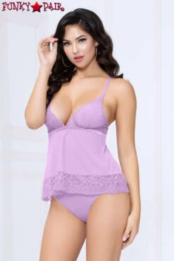 STM-10982, Lace And Mesh Camidoll Set -Roma Shop 10982 LILAC F 49575.1669495816