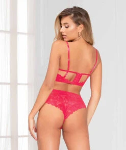 STM-11091, Mesh Fence Net And Lace Bra Set -Roma Shop 11091 NEONPINK B 96952.1647719007