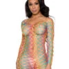 MUSIC LEGS ML-60116, Rainbow Fence Net Mini Dress -Roma Shop 60116 BlackGirl front1 11713.1706676644
