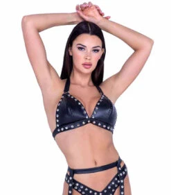 Roma PR-6488, Faux Leather Studded Bikini Set -Roma Shop 6488 1 26167.1714082121