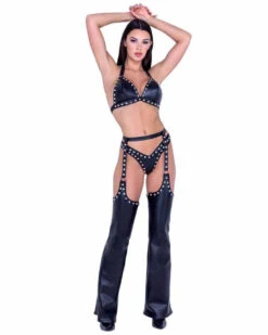 Roma PR-6488, Faux Leather Studded Bikini Set -Roma Shop 6488 6489 87693.1714156302