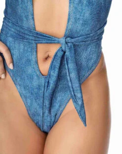 MA67081, Open Front Denim Bodysuit -Roma Shop 67081 BlueChambray Zoom 24118.1709502233