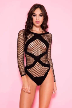 MUSIC LEGS ML-80083, Criss Cross Fishnet Teddy