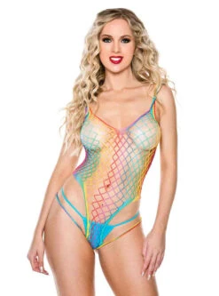 MUSIC LEGS ML-80096, Multi Color Fishnet Teddy