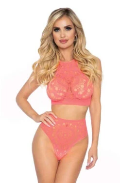 LA-81552, Crop Top And High Waist Thong -Roma Shop 81552 Coral 17517.1583768454