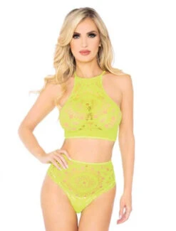LA-81552, Crop Top And High Waist Thong -Roma Shop 81552 Yellow 48442.1583768443
