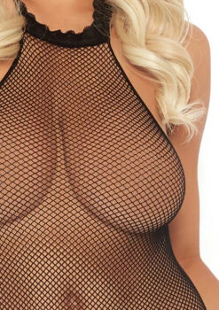 LA-8509, Seamless Fishnet Halter BodyStocking -Roma Shop 8509 black cu 74284.1559602772
