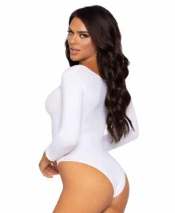 LA-8578, Opaque Long Sleeved Bodysuit -Roma Shop 8578 White B 36456.1709339589