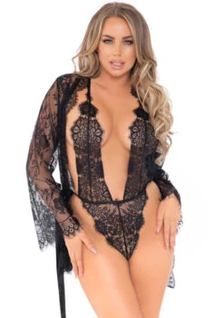 LA86112, Lace Teddy And Matching Lace Robe -Roma Shop 86112 03 001 30463.1586203797
