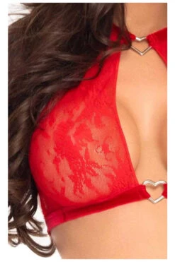 Leg Avenue | LA86116, Lace Halter Top And High Waisted Thong -Roma Shop 86116 Red Top 42247.1602389957