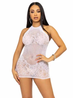 LA86134, Rhinestones Lace Mini Dress -Roma Shop 86134 001 002 23029.1669100151