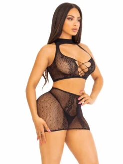 LA87201, Dot Net And Lace Top And Skirt -Roma Shop 87201 005 001 55786.1700330008