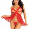 LA87205, Lace Peek-a Bow Babydoll Set -Roma Shop 87205 006 003 73109.1700327529