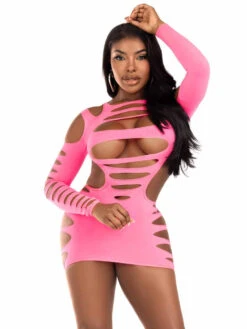 LA87211, Shredded Cut-Out Mini Dress