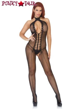 LEG AVENUE LA89085, Fishnet Keyhole Halter Bodystocking -Roma Shop 89085 01 001 01251.1556120785