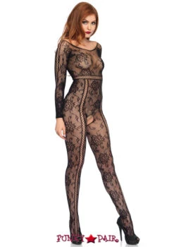 LEG AVENUE LA-89209, Seamless Lace Sleeve BodyStocking -Roma Shop 89209 03 001 85179.1510741344