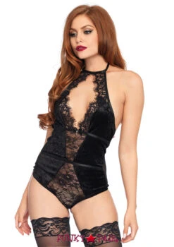 LEG AVENUE LA-89214, Halter Velvet Teddy -Roma Shop 89214 01 001 45584.1669488899
