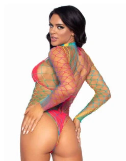 LA89230, Rainbow Fishnet Bodysuit -Roma Shop 89230 B 08913.1692292237