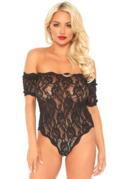 LEG AVENUE LA89234, Scalloped Rose Lace Teddy -Roma Shop 89234 01 001 81597.1646770897