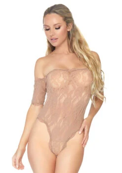 LEG AVENUE LA89234, Scalloped Rose Lace Teddy -Roma Shop 89234 Nude 80296.1646770897
