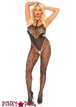Leg Avenue | LA89235, Halter Floral Lace Bodystocking