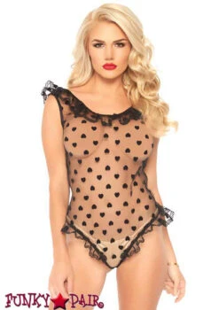 LEG AVENUE LA89237, Sheer Mesh Ruffle Teddy
