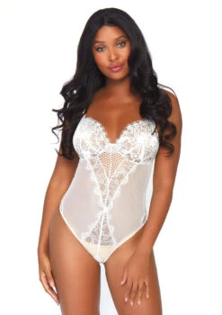 LEG AVENUE LA89239, Eyelash Lace And Mesh Teddy -Roma Shop 89239 white 16730.1633112723