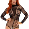 LEG AVENUE LA89243, High Neck Lace Bodysuit