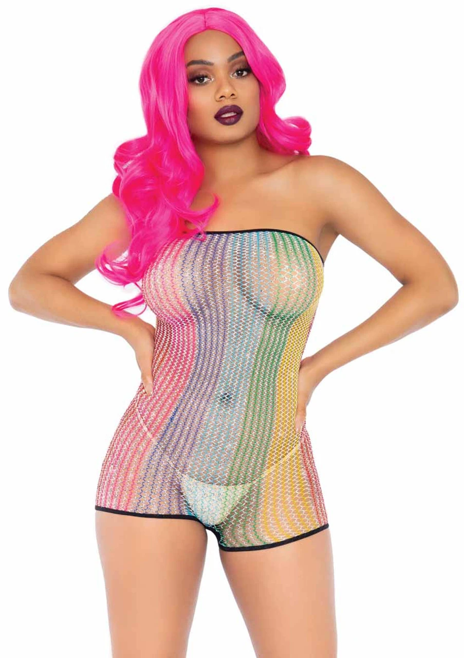 Leg Avenue | LA89249, Rainbow Net Romper 3 Leg Avenue | LA89249, Rainbow Net Romper