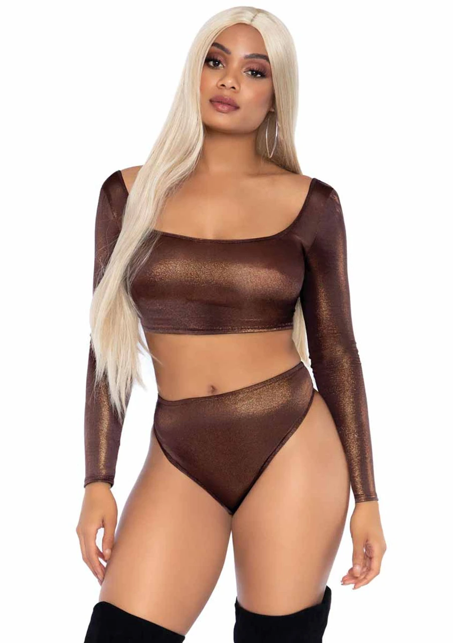 Leg Avenue | LA89262, Shimmer Crop Top And High Waist Thong 3 Leg Avenue | LA89262, Shimmer Crop Top And High Waist Thong