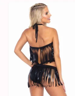 Leg Avenue | LA89268, Fringe Halter Top And Bikini -Roma Shop 89268 Blk B 96128.1692384080