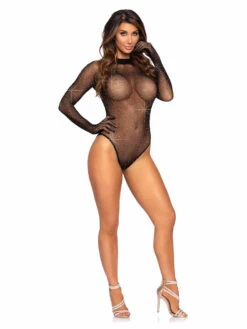 Leg Avenue | LA89271, Rhinestone Fishnet Gloved Bodysuit -Roma Shop 89271 01 001 01115.1668582560