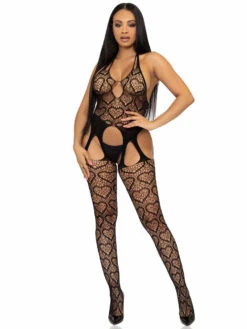 LA89306, Heart Net Suspender Bodystocking -Roma Shop 89306 01 001 14738.1669098334