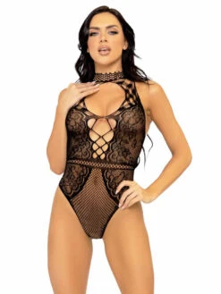 LA89307, Keyhole Halter Bodysuit