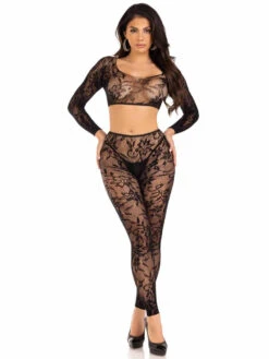 LA89331, Seamless Lace Crop Top & Tights -Roma Shop 89331 03 001 23039.1708626626