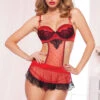 Maid Up Apron And Thong Set, STM-9966 -Roma Shop 9966 RED F 36946.1668809094