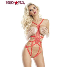 RaveWear | AB6062, Baroque Strappy Teddy Lingerie -Roma Shop AB6062RD whtbckgrd 24830.1586976676