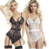 Lace Teddy With Bow Lingerie -Roma Shop AB6081WT 77803.1543908362