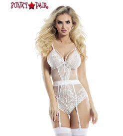 Lace Teddy With Bow Lingerie -Roma Shop AB6081WT whtbck frt 75550.1543908346