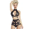 RaveWear | AB8080, Mesh Strappy Top And Bottom Lingerie -Roma Shop AB8080BK 57031.1658611109