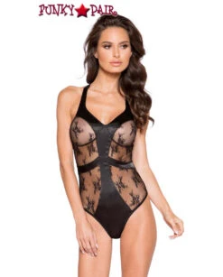 Roma LI259, Satin And Lace Contrast Bodysuit -Roma Shop LI259 28531.1632418200