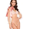 Roma R-LI298 Mesh And Lace Long Sleeved Teddy -Roma Shop LI298 PinkBeige 70888.1659809705