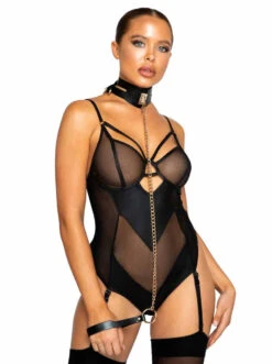 Roma R-LI324, Netted Matte Bodysuit -Roma Shop LI324 LI374 95284.1659826349