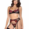 Roma R-LI544, Rose Embroidered Bra & Garter Set -Roma Shop LI544 35256.1669971581